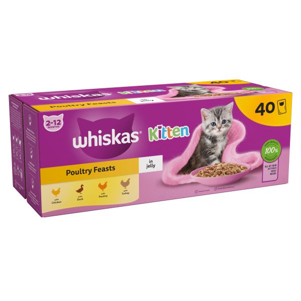 Whiskas Kitten 2-12 month Poultry Feasts in Jelly 40 x 85g
