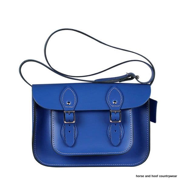 11 Inch Traditional Hand Crafted British Vintage Leather Satchel - Oxford Blue