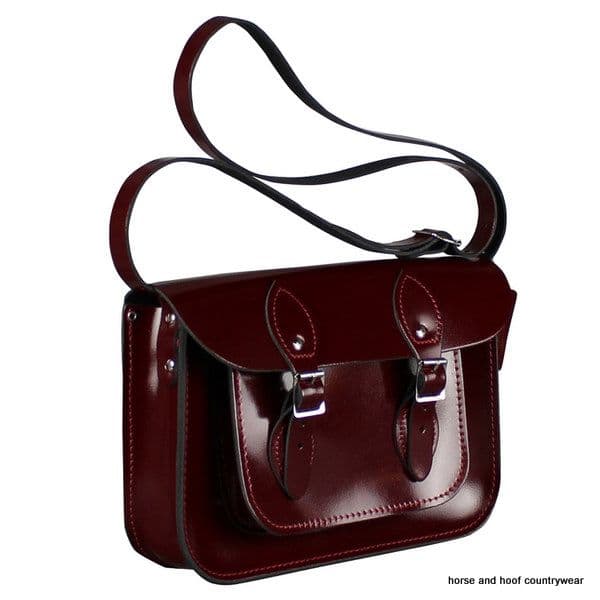 11 Inch Traditional Handmade British Vintage Leather Satchel - Oxblood Red