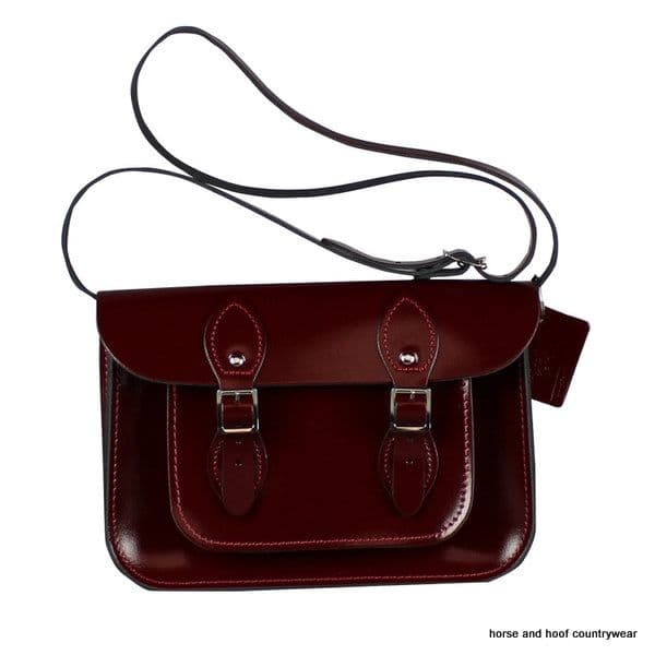 11 Inch Traditional Handmade British Vintage Leather Satchel - Oxblood Red