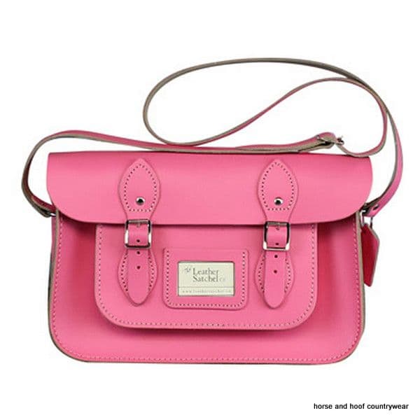 12.5 Inch Traditional Hand Crafted British Vintage  Leather Satchel - Baby Pink