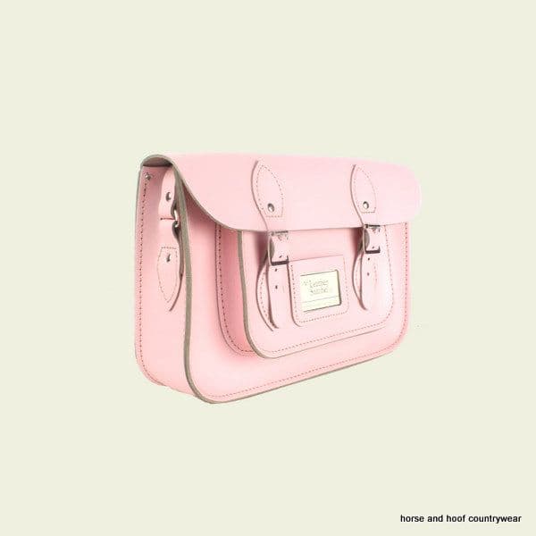 12.5 Inch Traditional Hand Crafted British Vintage  Leather Satchel - Candy Floss