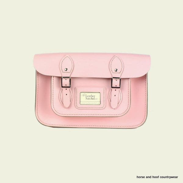 12.5 Inch Traditional Hand Crafted British Vintage  Leather Satchel - Candy Floss