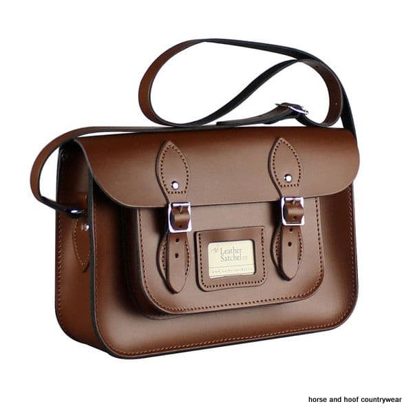 12.5 Inch Traditional Hand Crafted British Vintage  Leather Satchel - Chestnut Brown