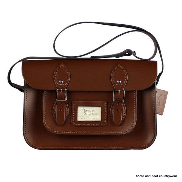 12.5 Inch Traditional Hand Crafted British Vintage  Leather Satchel - Chestnut Brown