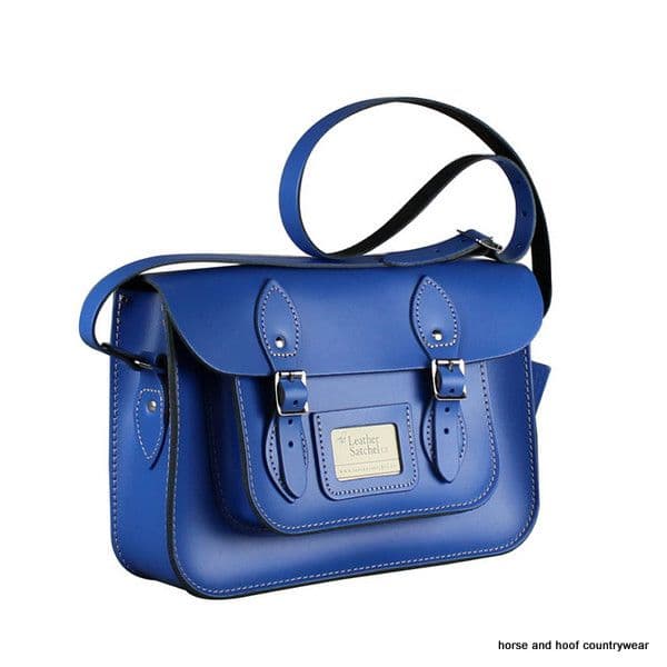 12.5 Inch Traditional Hand Crafted British Vintage  Leather Satchel - Classic Oxford Blue