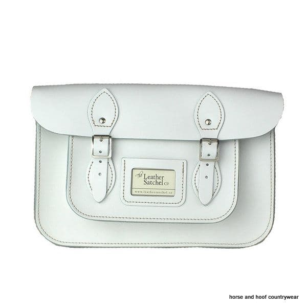 12.5 Inch Traditional Hand Crafted British Vintage  Leather Satchel - Classic Snow White