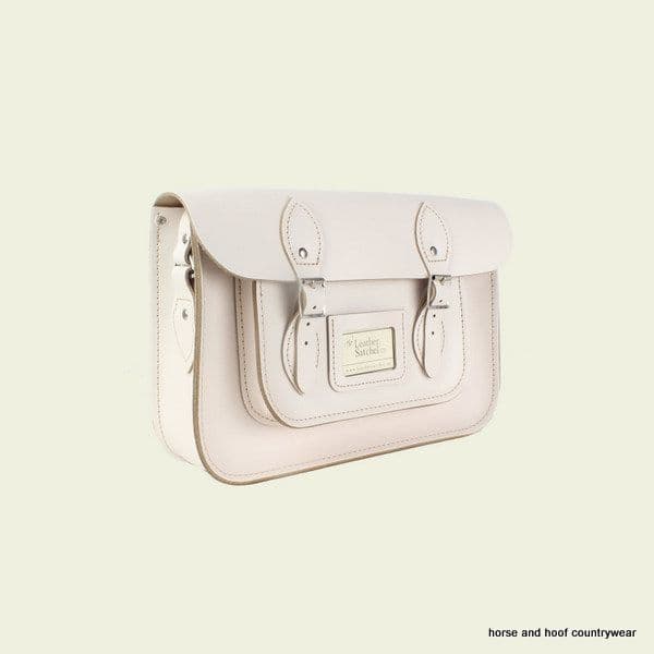 12.5 Inch Traditional Hand Crafted British Vintage  Leather Satchel - Cloud Cream