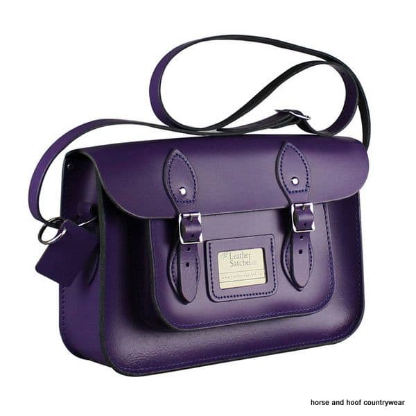 12.5 Inch Traditional Hand Crafted British Vintage  Leather Satchel - Deep Purple