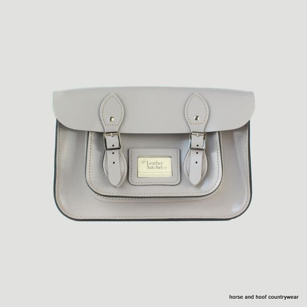 12.5 Inch Traditional Hand Crafted British Vintage  Leather Satchel - Patent Oily Slate