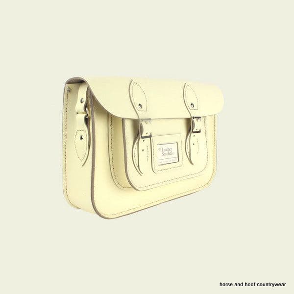 12.5 Inch Traditional Hand Crafted British Vintage Leather Satchel - Sherbet Lemon