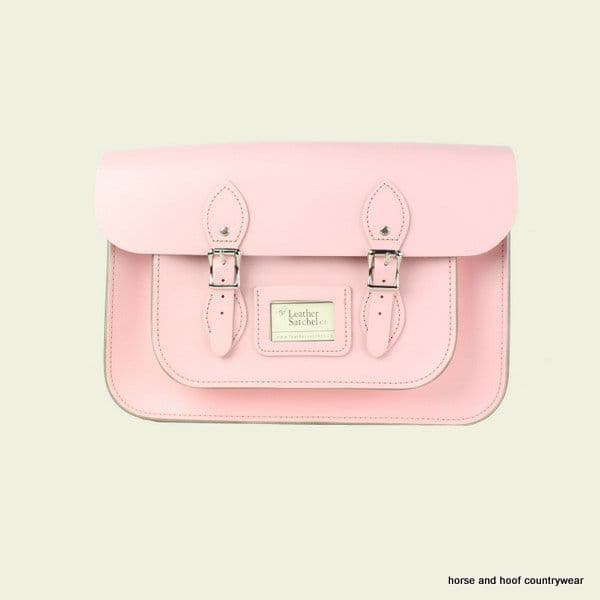 14 Inch Traditional Hand Crafted British Vintage  Leather Satchel - Candy Floss