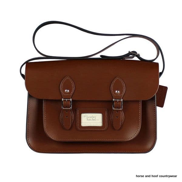 14 Inch Traditional Hand Crafted British Vintage Leather Satchel - Chestnut Brown