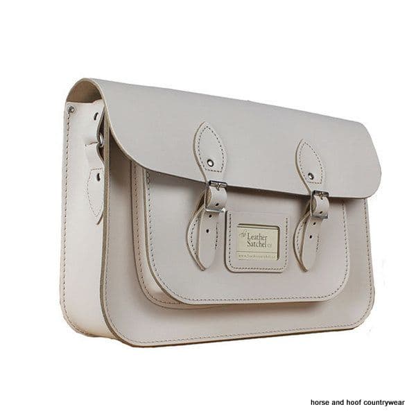 14 Inch Traditional Hand Crafted British Vintage  Leather Satchel - Classic Cloud Cream