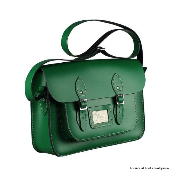 14 Inch Traditional Hand Crafted British Vintage  Leather Satchel - Classic Sherwood Green