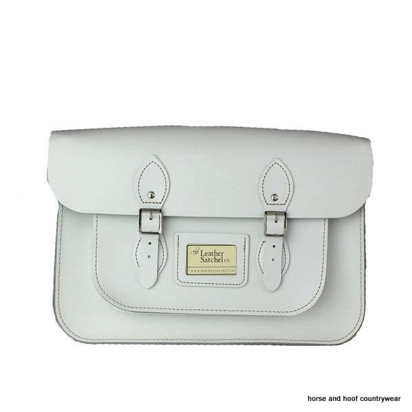 14 Inch Traditional Hand Crafted British Vintage  Leather Satchel - Classic Snow White