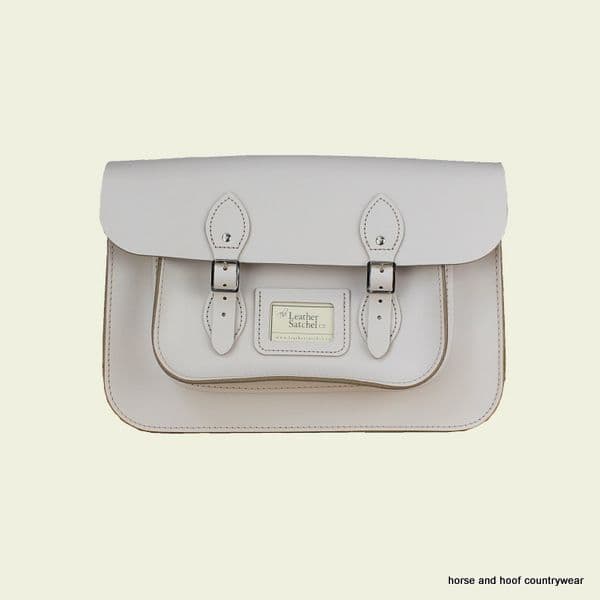 14 Inch Traditional Hand Crafted British Vintage  Leather Satchel - Cloud Cream