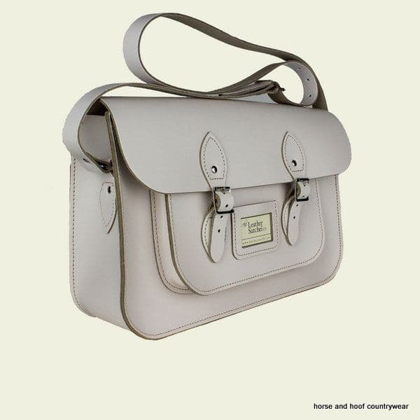 15 Inch Traditional Handmade British Vintage Leather Satchel - Cloud Cream