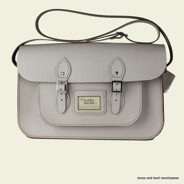 15 Inch Traditional Handmade British Vintage Leather Satchel - Cloud Cream