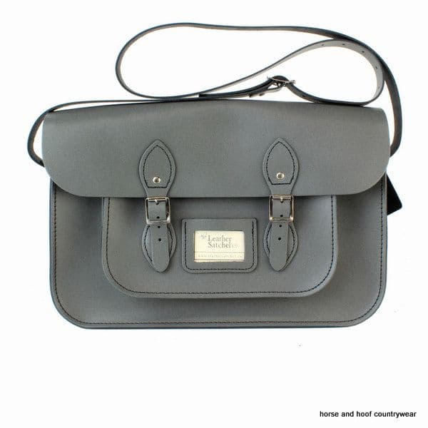 15 Inch Traditional Handmade British Vintage Leather Satchel - Greystoke Granite