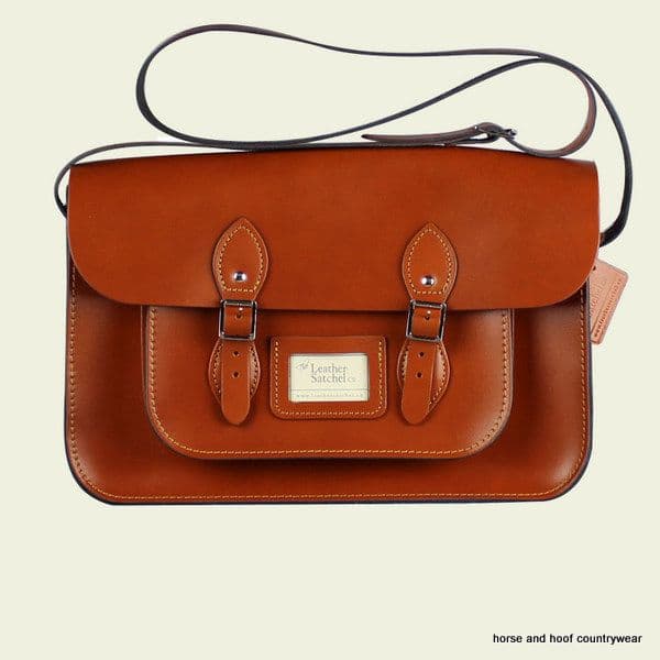 15 Inch Traditional Handmade British Vintage Leather Satchel - London Tan