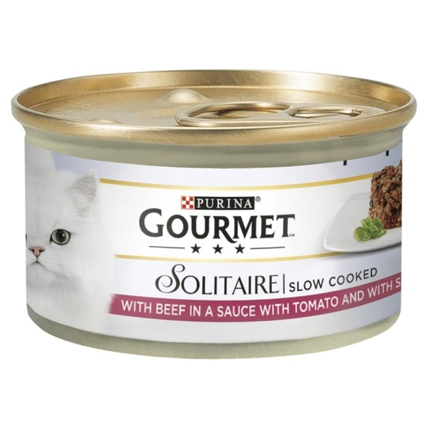 Gourmet Solitaire Slow Cook Beef Cat Food 12 x 85g