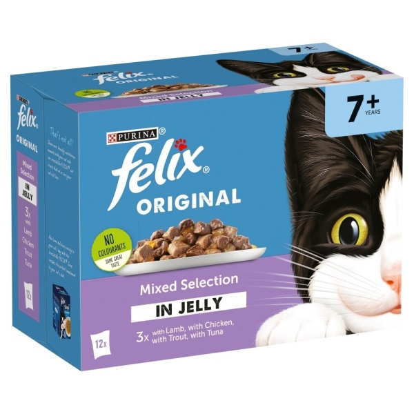 Felix Pouch 7+ Mixed Selection (Lamb) in Jelly 4 x 12 x 100g