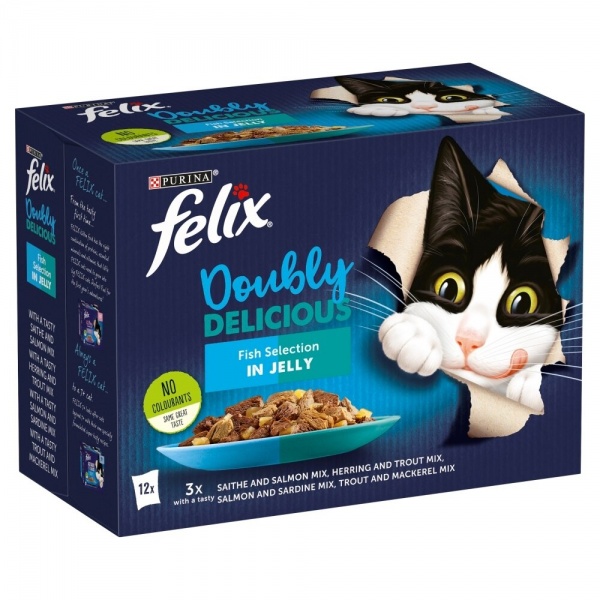 Felix Pouch As Good As It Looks Doubly Delicious Fish Flavoured Cat Food 4 x 12 x 100g