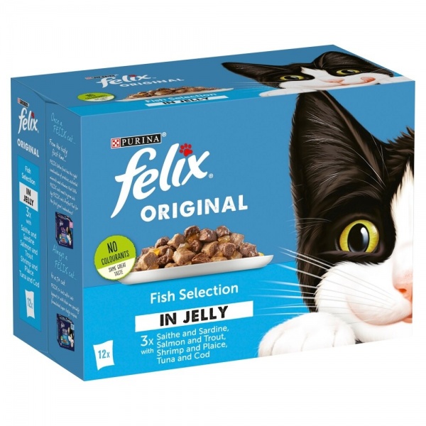 Felix Pouch Fish Selection Chunks Cat Food in Jelly 4 x 12 x 100g