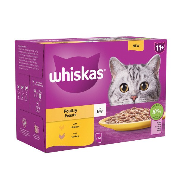 Whiskas Senior 11+ Poultry Feasts in Jelly Pouches 4 x 12 x 85g