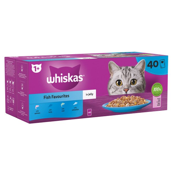 Whiskas Adult 1+ Fish Favourites in Jelly Pouches 40 x 85g