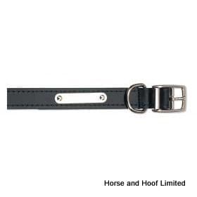 Ancol Black Sewn Nameplate Leather Dog Collar