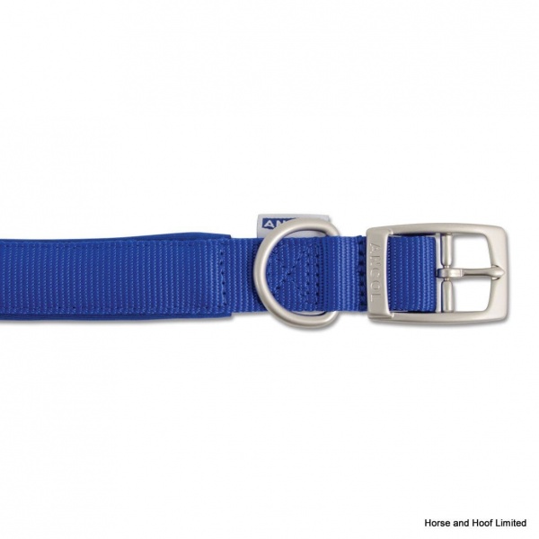 Ancol Blue Nylon Padded Dog Collar 50cm
