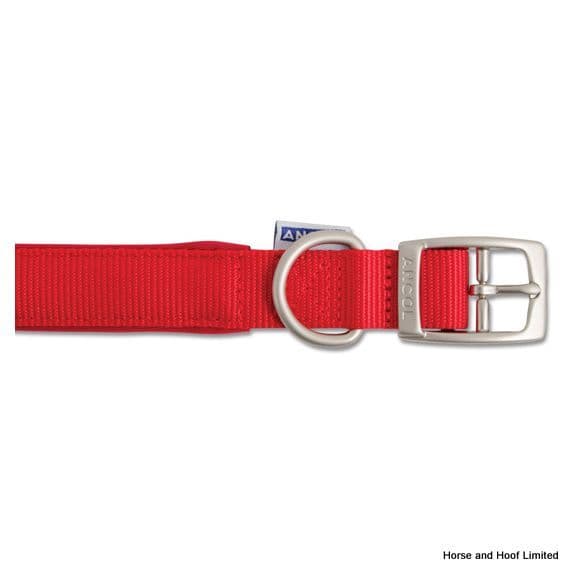 Ancol Red Nylon Padded Dog Collar