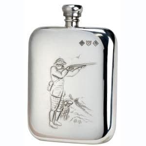 Bisley 6oz Pewter Shooter & Dog Flask