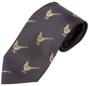 Bisley Navy Blue Silk Tie - Pheasants