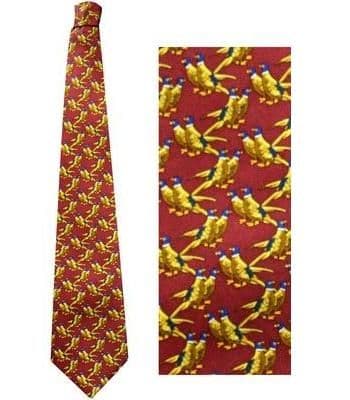 Bisley Red Silk Tie - Paired Pheasants