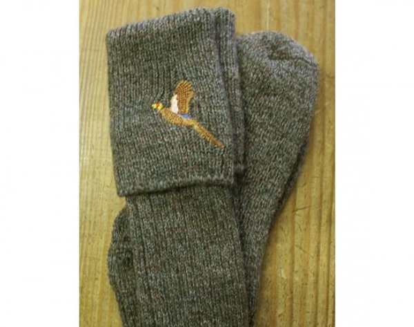 Bisley Tweed Pheasant Embroidered Stocking