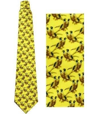 Bisley Yellow Silk Tie - Paired Pheasants