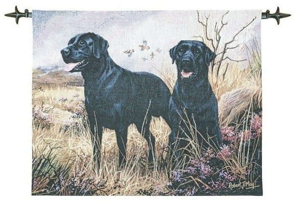 Black Labradors - Fine Woven Tapestry Wallhanging