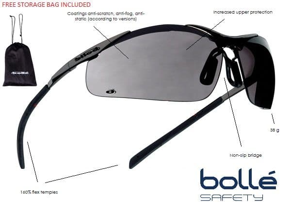 Bolle Silium Safety Shooting Glasses-Smoke