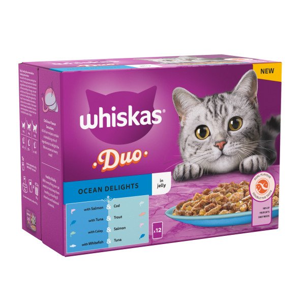 Whiskas Adult 1+ Duo Ocean Delights in Jelly 4 x 12 x 85g