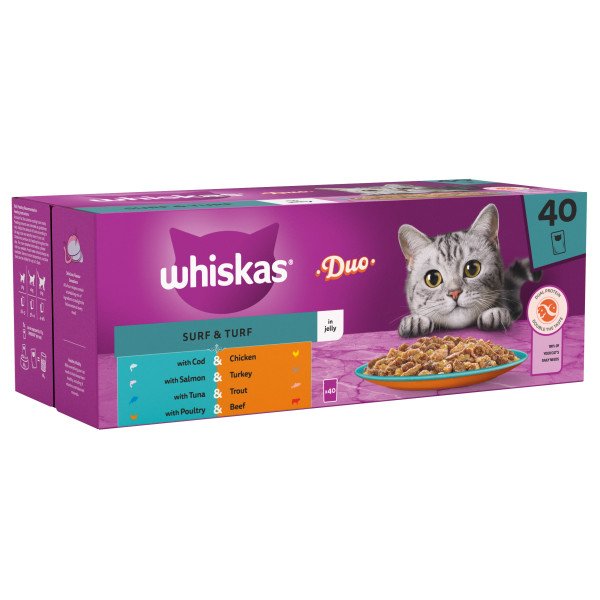 Whiskas Adult 1+ Duo Surf & Turf in Jelly 40 x 85g