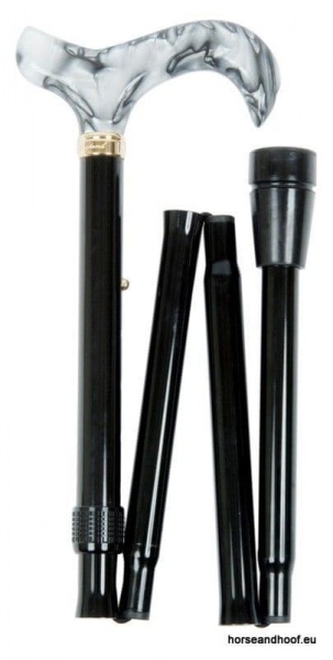 Classic Canes Acrylic Handle Derby Folding Cane - Black Marbled