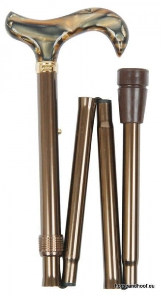 Classic Canes Acrylic Handle Derby Folding Cane - Brown Marbled