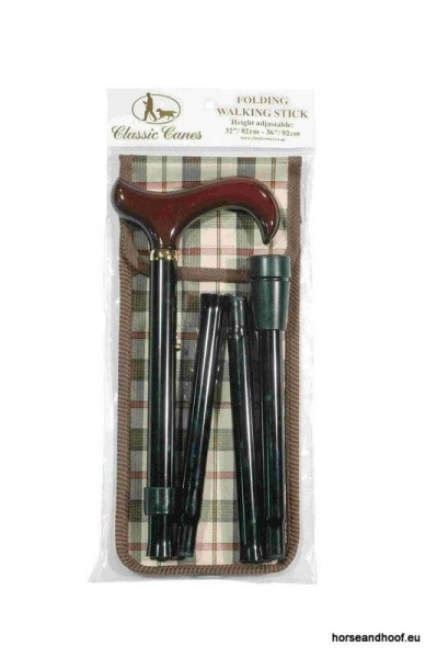 Classic Canes Black Folding Stick With Burgundy Derby Handle and Carrying Wallet