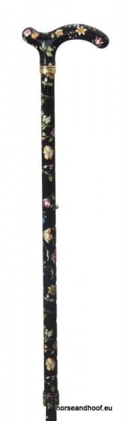 Classic Canes Chelsea Height-Adjustable Aluminium Cane - Black Floral