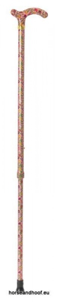 Classic Canes Chelsea Height-Adjustable Aluminium Cane - Peachy-Pink Floral