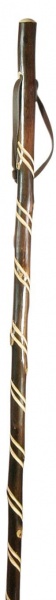 Classic Canes Chestnut Hiking Staff With Spiral Carving And Combi - Spike Ferrule, Dark Scorched