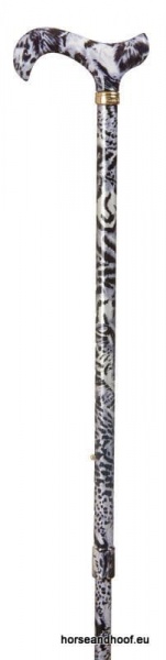 Classic Canes Extending Fashion Derby Stick - Silver Snow Leopard